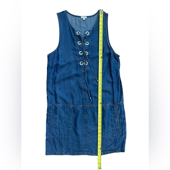 Splendid Denim Dress Sleeveless‎ Size XL Mini Indigo Lace Up Front Blue - Picture 10 of 12